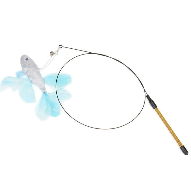 Colourful Fish Cat Teaser Stick Goldfish Fighting Fish Shape Cat Toy Funny Pet Toy