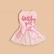 Dog Dress Girl Dog Clothes Pet Apparel Doggie Pink Bowknot Tulle Cat Sequin Clothing Pup Dresses Doggy  Attire Birthday