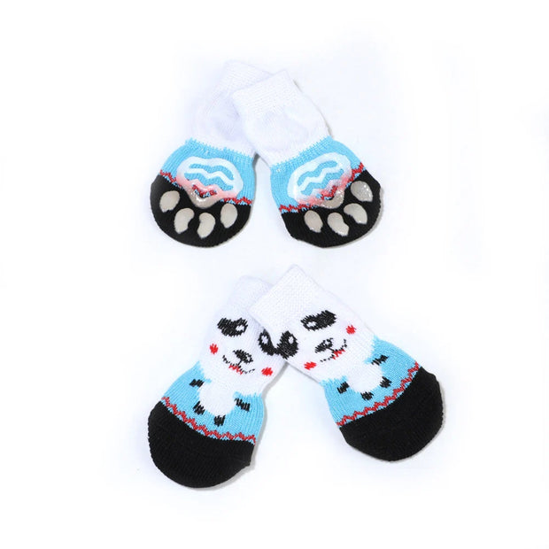 Pet Clothing 4pcs Cute Dog Socks Winter Indoor Cat Anti-Slip Knit Sock Wear Slip On Paw Protector Chihuahua Boots Pet Dog Socks