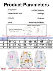 Summer Pet Breathable Vest Dog Cat Clothes Cute Patterns Dogs Cats Vest For Small And Medium Cats&Dogs Outdoor T-shirt Clothing