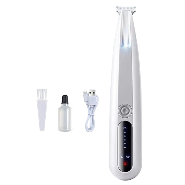 Rechargeable Pet Paw Trimmer with LED Light, Fully Waterproof Dogs Cats Hair Trimmer, Dog Clippers for Grooming