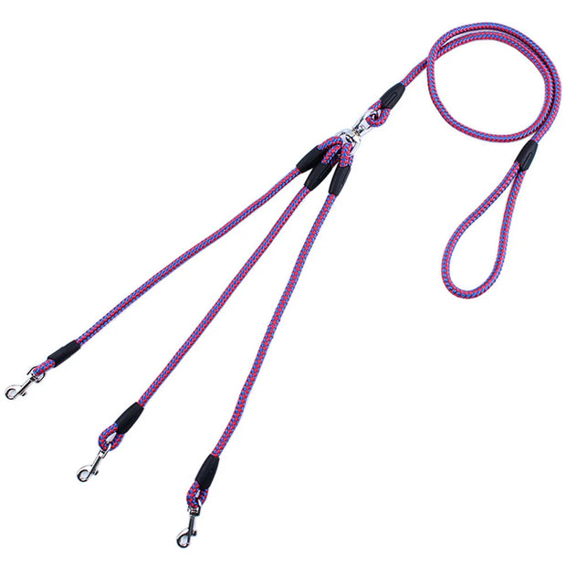 No Tangle 3 Dog Leash Triple Coupler Multi Way Splitter Nylon Dog Leash for Small Dogs Pet Multiple Leash for Walking 3 Puppies