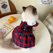 Cat Clothes Gingham Summer Princess Dress For Persian Cat Siamese Kitten Platinum Gradual Layer Skirt Dress Cute Cat Outfit