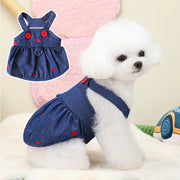 2024 New Puppy Clothes Dog Dress Pet Clothing Cat Strap Dress Pet Denim Dress Summer Sweet Love Spring Small Dog Clothes Skirt
