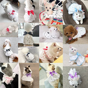 Luxury Dog Clothes Heart Print Bow Dress Chihuahua Sweet Skirts Puppy Dress for Girl Dog Cat Princess Dress Pet Costume Bichon