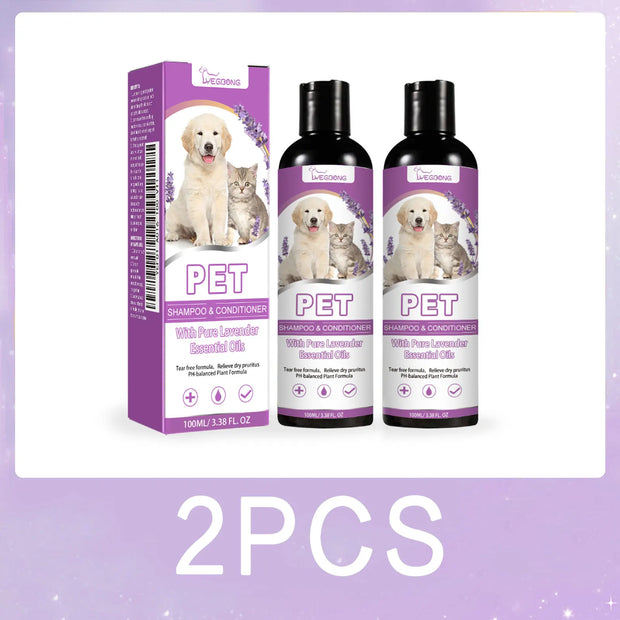 Pet Shampoo and Conditioner 2 in 1 Lavender Dry Sensitive Skin Relief Non Irritating Moisturizing Shampoo for Dogs Cats Puppies