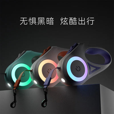 3m/5m Retractable Dog Leash With LED Light Durable Leash For All Canine Walking Auto Touch Light With Light Auto Retractable