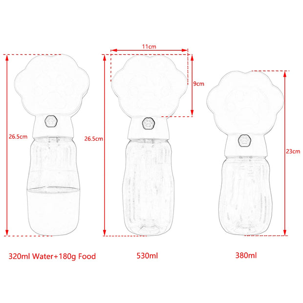 2 in 1 Dog Water Bottle With Food Container For Small Large Dogs Outdoor Portable Pet Drinking Bowl Puppy Cats Feeder Labrodor