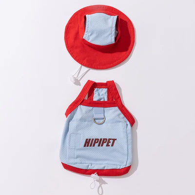 Dog Clothes with Hat Pet Summer Sun Protection Clothes Teddy Outdoor Vest Breathable Mesh Puppy T-Shirt with Traction Buckle