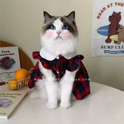 Cat Clothes Gingham Summer Princess Dress For Persian Cat Siamese Kitten Platinum Gradual Layer Skirt Dress Cute Cat Outfit