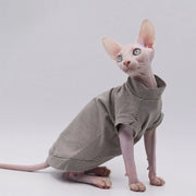 Fashion Cotton Vest for Sphynx Cat Clothes Brown Stripe Short Sleeves for Kittens soft Coat for Devon Rex Costume Spring Summer