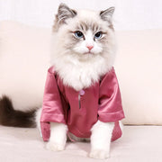 Fashionable Pet Clothes Summer Shirt Cat Wear Silk Dazzle Breathable Thin Non-Stick Fur Traditional Chinese Garments Cat Dresses