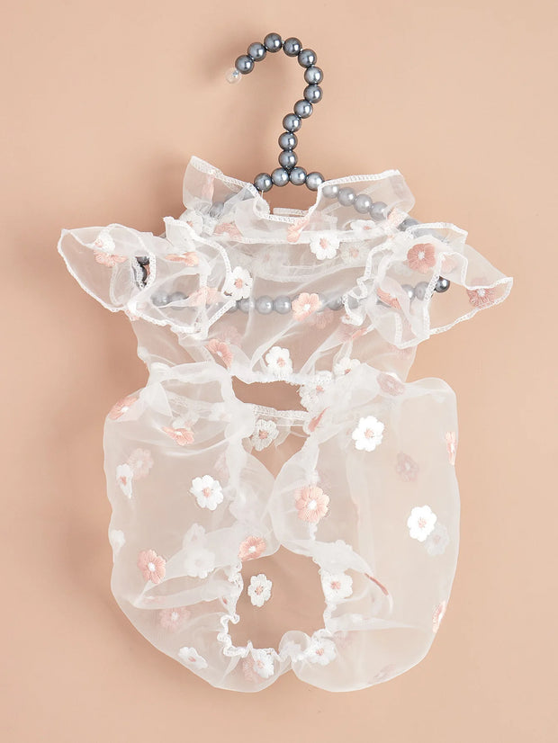 Pet Puppy Organza Embroidered Dasiy Pet Dress Summer Fashion Dog Teddy Cat Dress Chihuahua Pet Clothing