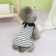 Pet Clothing Spring Summer Striped T-shirts Lapel Dresses Couple Outfits Breathable Dog Clothing Cat Dresses Small Dog Clothing