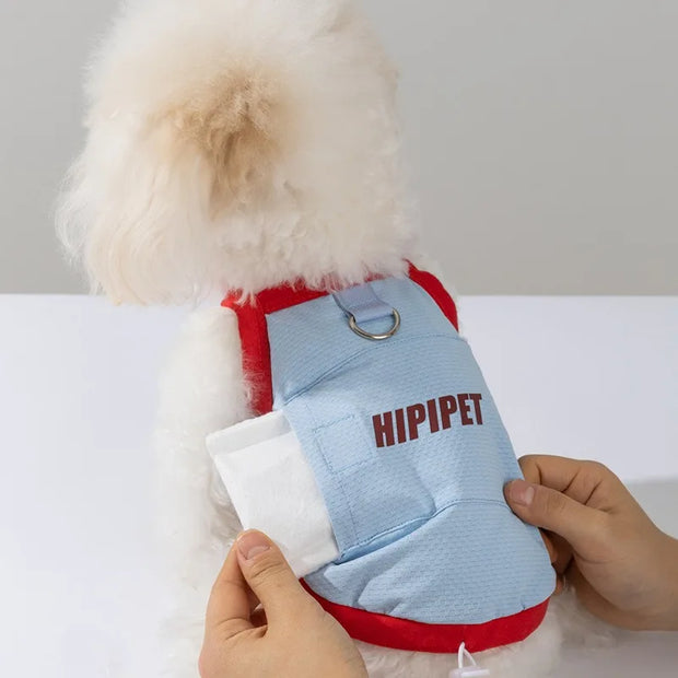 Dog Clothes with Hat Pet Summer Sun Protection Clothes Teddy Outdoor Vest Breathable Mesh Puppy T-Shirt with Traction Buckle