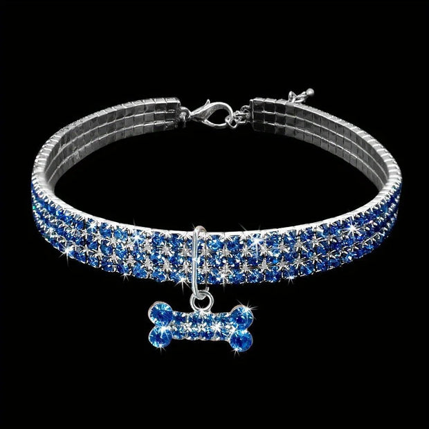 Bling Bone Pet Collar-Adjustable Necklace for Small Dogs and Cats-Cute and Fancy Accessory for Puppies-Adds Style and Glamour