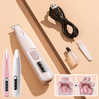Rechargeable Pet Paw Trimmer with LED Light, Fully Waterproof Dogs Cats Hair Trimmer, Dog Clippers for Grooming