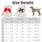 Luxury Dog Clothes Heart Print Bow Dress Chihuahua Sweet Skirts Puppy Dress for Girl Dog Cat Princess Dress Pet Costume Bichon