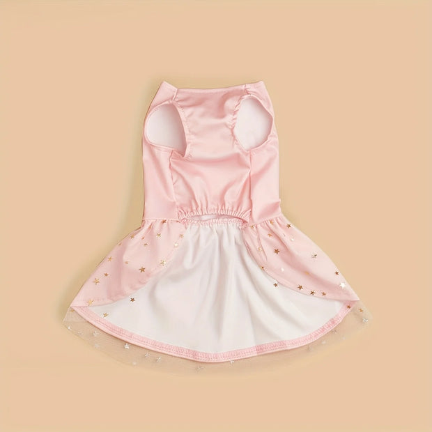 Dog Dress Girl Dog Clothes Pet Apparel Doggie Pink Bowknot Tulle Cat Sequin Clothing Pup Dresses Doggy  Attire Birthday