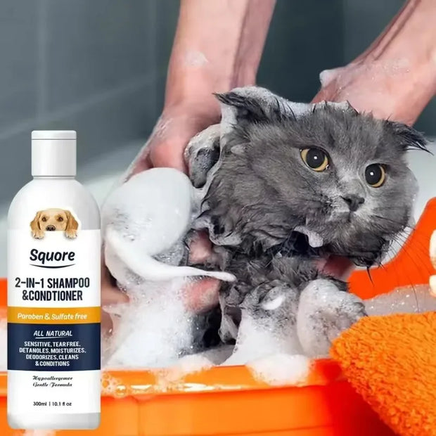 300ml Puppy Shampoo Conditioner for Dogs Cats Natural Moisturizing Formula with PH Balance Gentle Hypoallergenic Bath Foam