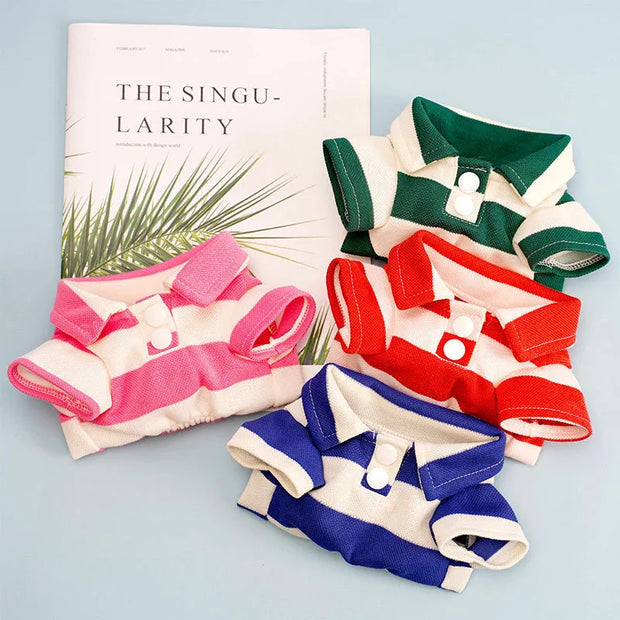 Summer Polo Shirt for Dogs Puppy Clothes Bichon Frise Chihuahua Stripe Dog Sweatshirt Cat Cooling Vest for Small Medium Dogs