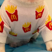 Soft Cotton Sweater for Pets, Small Dog Clothing, Cute French Fries Printed, High Quality Design Jacket for Cats and Animals