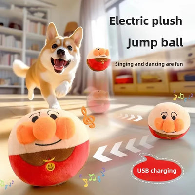 JumpNPlay™ Electric Plush Dog Toy – USB Rechargeable Jumping Puzzle Ball with Cartoon Pig Design