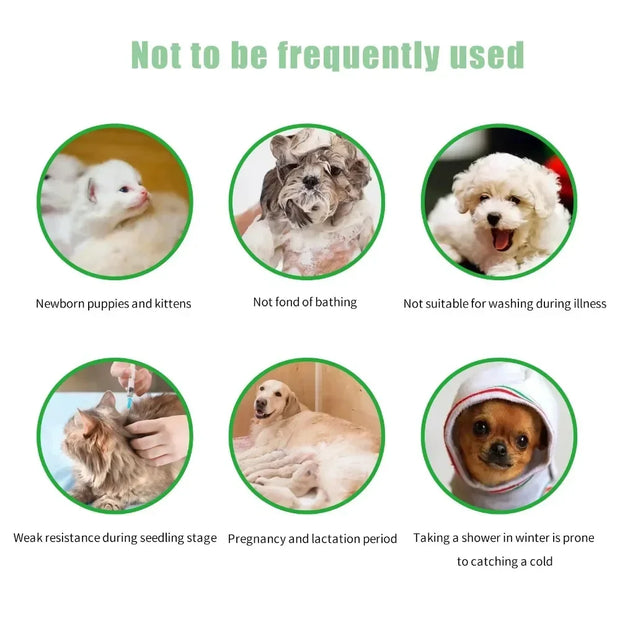 Pet wash free shower gel, cat shampoo, dry cleaning powder,dog dry cleaning supplies DryItchySkinRelief200G