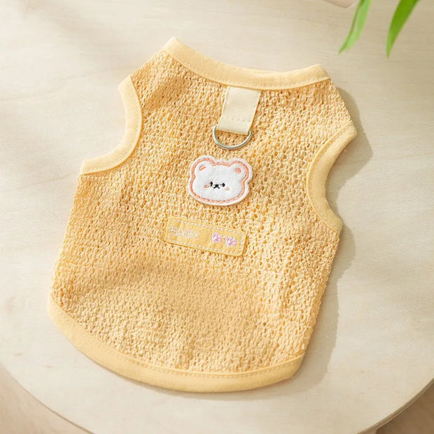 Spring and Summer Dog Thin Breathable Striped Vest Bichon Leashable T-Shirt Yorkie Cool Pullover Pet Supplies Puppy Clothes