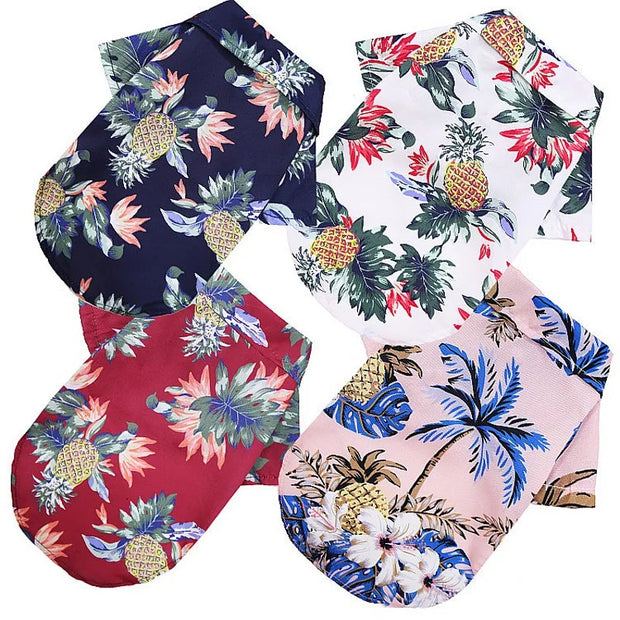 Summer Spring Pet Dog Clothes Hawaiian Style Leaf Printed Beach Shirts For Puppy Small Cat Dog Chihuahua Costume Pet Clothing
