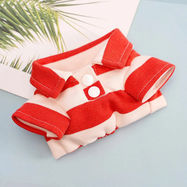 Summer Polo Shirt for Dogs Puppy Clothes Bichon Frise Chihuahua Stripe Dog Sweatshirt Cat Cooling Vest for Small Medium Dogs