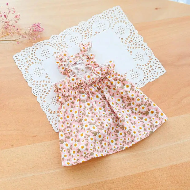 2025 Summer Cotton Sphynx Cat Suspender Skirt Love Flower Pet Princess Dresses for Cats Dog Dress Clothes