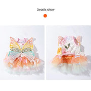 New Rainbow Butterfly Cat Princess Dress Fantasy Butterfly Dog Mesh Dresses Sweet Pet Dress Summer Pet Cat Puppy Clothes
