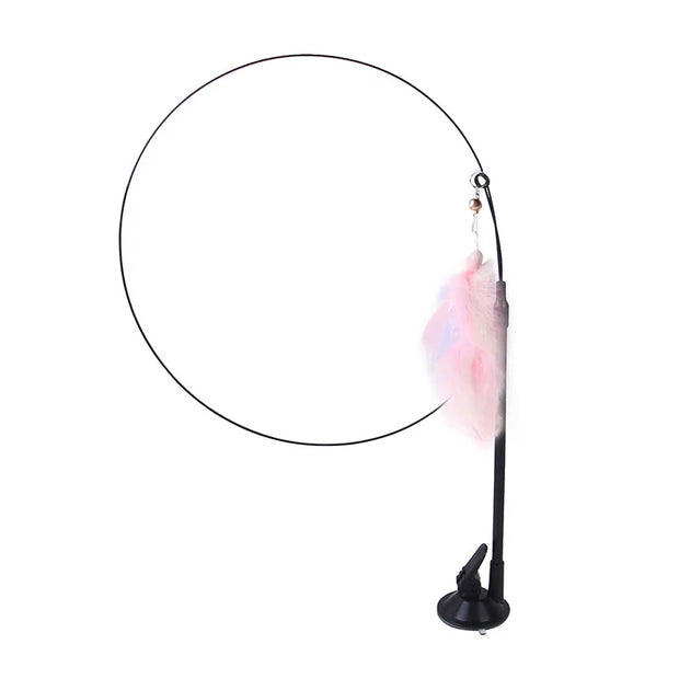 Cat Toys Simulated Bird  Feather Cat Teasing Stick Epoxy Sucker Steel Wire Long Rod  Cat Self Hi No Harmful Ingredients