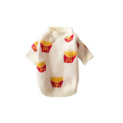 Soft Cotton Sweater for Pets, Small Dog Clothing, Cute French Fries Printed, High Quality Design Jacket for Cats and Animals