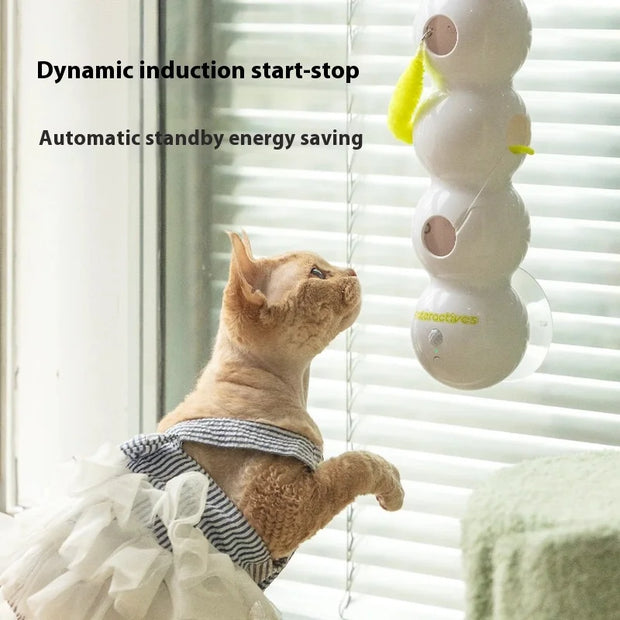 Intelligent interactive cat toy,Mobile activation wake-up, earthworm pole, toy with tail, automatic popping hole,Interactive