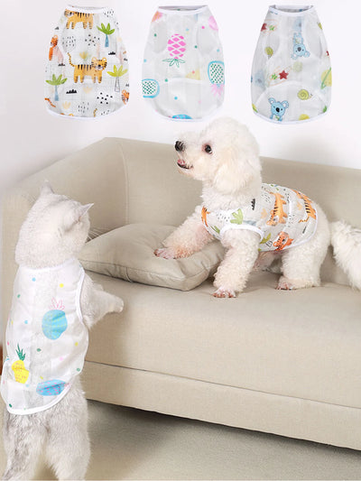 Summer Pet Breathable Vest Dog Cat Clothes Cute Patterns Dogs Cats Vest For Small And Medium Cats&Dogs Outdoor T-shirt Clothing