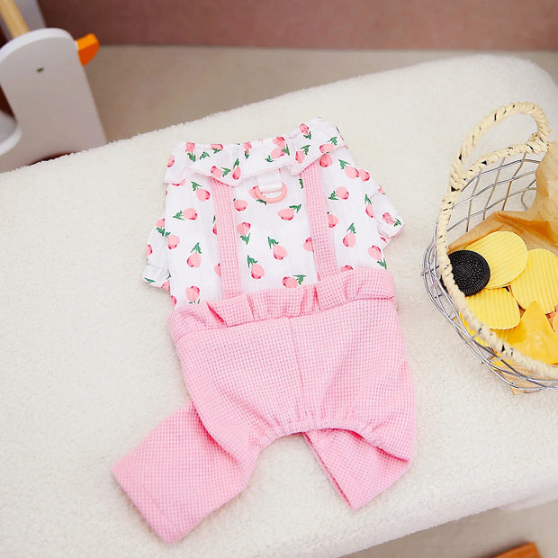 Flower Pattern Pet Dog Clothes for Small Dogs Spring Jumpsuit Puppy Pajamas Cute Cat Clothing Pet Chihuahua Apparel