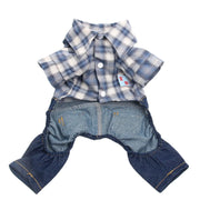 Boy Dog Cat Jumpsuit Rompers Plaid Design Pet Puppy Shirts Spring/Summer Clothing Apparel