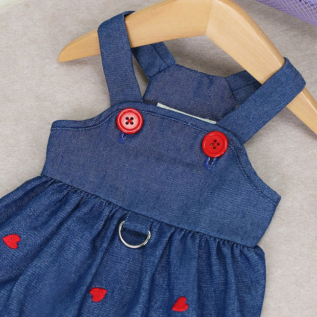 2024 New Puppy Clothes Dog Dress Pet Clothing Cat Strap Dress Pet Denim Dress Summer Sweet Love Spring Small Dog Clothes Skirt