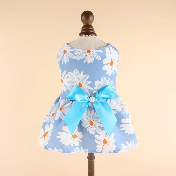 Summer Pet Cat Puppy Princess Dress Pet Clothes Striped Plaid Dresses with Bow Cats Kitten Rabbit Sphynx Clothing Pet Supplies