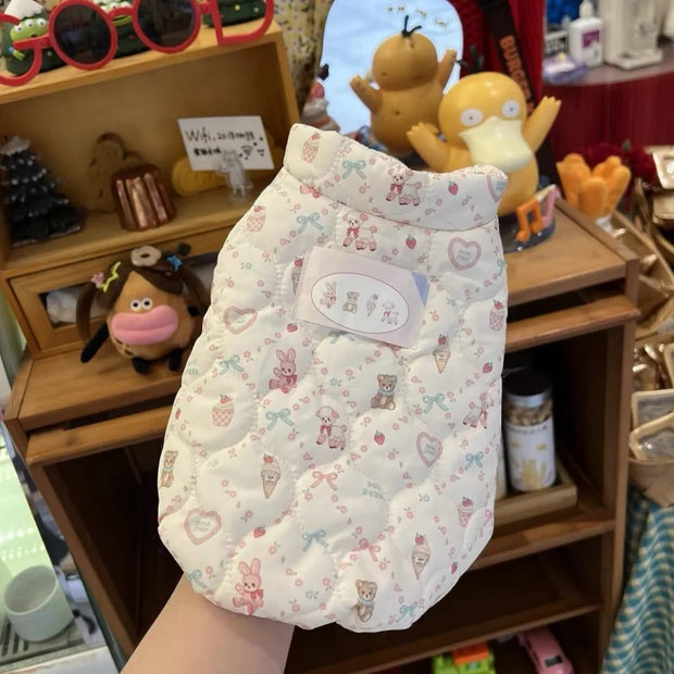 Winter Warm Cute Pet Dog Clothes Print High Neck Jackets Dog Parkas Pet Vest Cute Schnauzer Teddy Bear Cat Vest Puppy Clothing