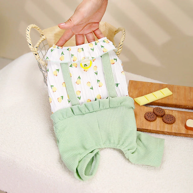 Flower Pattern Pet Dog Clothes for Small Dogs Spring Jumpsuit Puppy Pajamas Cute Cat Clothing Pet Chihuahua Apparel