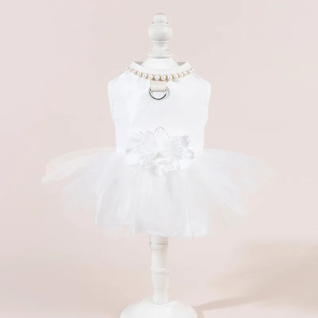 Pet Wedding Clothing Cat Spring Summer Thin White Retro Flower Dress Princess Wedding Dress Suitable for Small and Medium Dogs