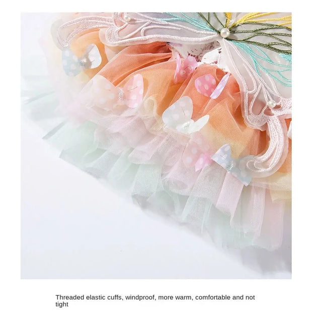 New Rainbow Butterfly Cat Princess Dress Fantasy Butterfly Dog Mesh Dresses Sweet Pet Dress Summer Pet Cat Puppy Clothes