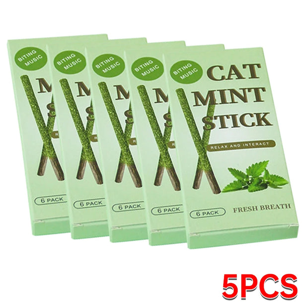 6PCs Natural Cat Sticks Mint Scratching Biting Excitement Sticks Silver Vine Cat Teeth Cleaning and Treatment Cat Toys