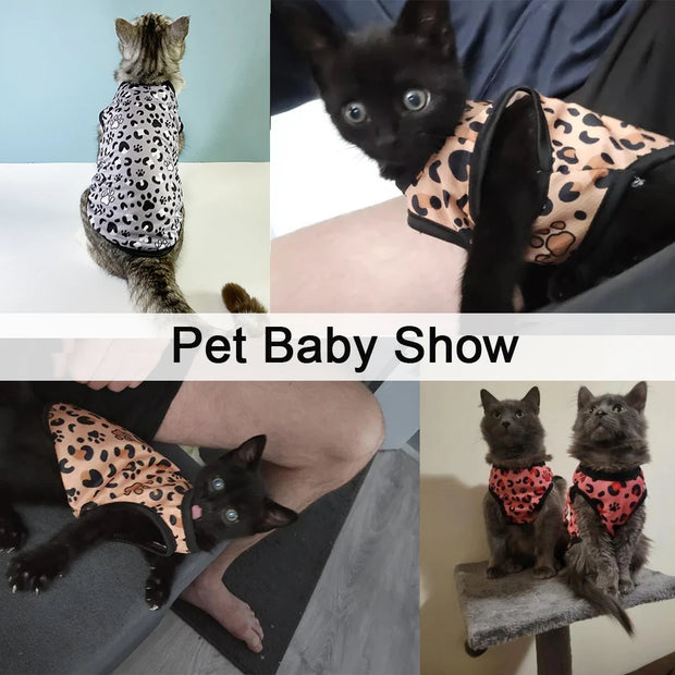 Summer Cat Clothes Leopard Print Dog Vest For Small Cats Dog Mesh Breathable Puppy Kitten T-shirt Outfits Schnauzer Pet Clothing