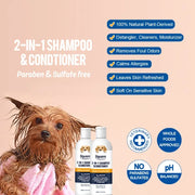 300ml Puppy Shampoo Conditioner for Dogs Cats Natural Moisturizing Formula with PH Balance Gentle Hypoallergenic Bath Foam