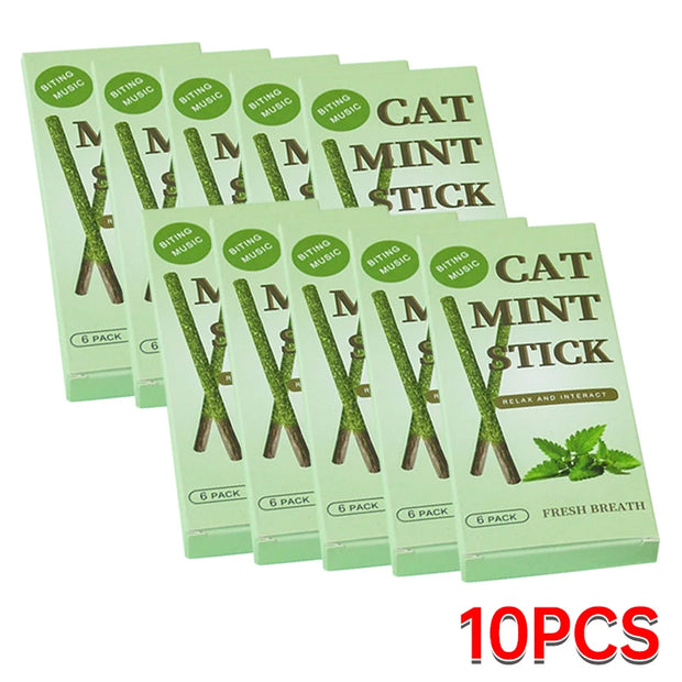 6PCs Natural Cat Sticks Mint Scratching Biting Excitement Sticks Silver Vine Cat Teeth Cleaning and Treatment Cat Toys