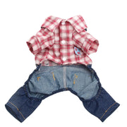 Boy Dog Cat Jumpsuit Rompers Plaid Design Pet Puppy Shirts Spring/Summer Clothing Apparel